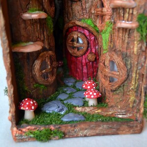 BookNook, Fairy Diorama, Fairy house Book Nook, Fairy house shelf art, Fantasy bookshelf insert, handmade fairy house, Fairy tale book end image 5