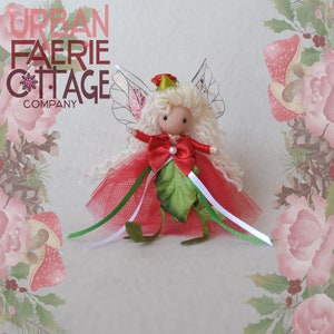 Christmas Fairy, Christmas tree ornament, fairy ornament, Xmas Fairy, fairy, mini fairy doll, flower fairy doll, pocket fairy,Fairy Necklace