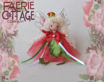 Christmas Fairy, Christmas tree ornament, fairy ornament, Xmas Fairy, fairy, mini fairy doll, flower fairy doll, pocket fairy,Fairy Necklace