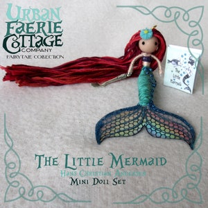 The Little Mermaid doll set, Tiny Mermaid ornament figurine, Hans Christian Andersen Fairytale Mermaid beach decor, ocean lover gift idea image 1