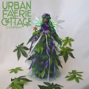 Fairy tree topper, Marijuana Fairy doll, handmade  Weed Fairy doll, Cannabis Faerie ornament, Mary Jane Tree Topper, Pagan Yuletide Decor