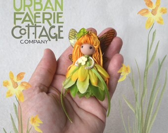 Magical Fairy Doll, Mini Yellow Flower Fairy, Handmade Bendy Doll