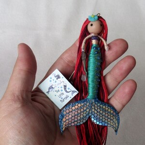 The Little Mermaid doll set, Tiny Mermaid ornament figurine, Hans Christian Andersen Fairytale Mermaid beach decor, ocean lover gift idea image 2