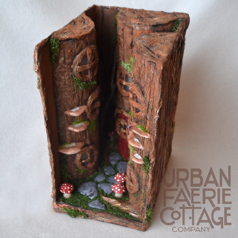 BookNook, Fairy Diorama, Fairy house Book Nook, Fairy house shelf art, Fantasy bookshelf insert, handmade fairy house, Fairy tale book end image 10