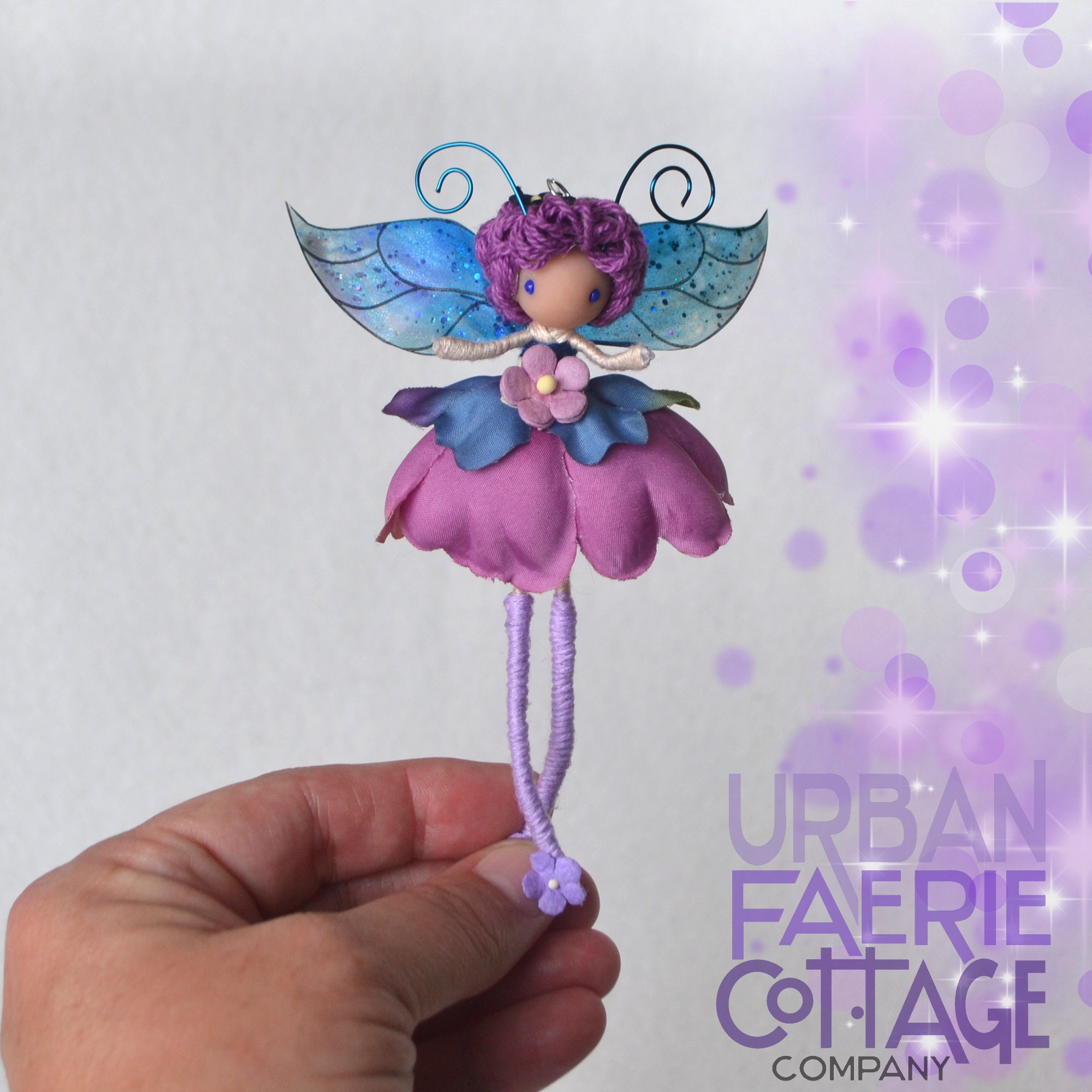 Green Fairy Art Doll, Mini Absinthe Flower Fairy, Handmade Bendy
