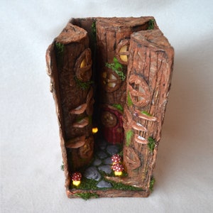 BookNook, Fairy Diorama, Fairy house Book Nook, Fairy house shelf art, Fantasy bookshelf insert, handmade fairy house, Fairy tale book end image 2