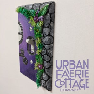Light switch cover, Fairy door light switch cover, purple light switch plate, switch plate cover, decorative switch plate, fairy decor
