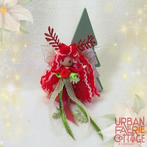 Christmas Fairy, Christmas tree ornament, fairy ornament, Xmas Fairy, fairy, mini fairy doll, flower fairy doll, pocket fairy,Fairy Necklace