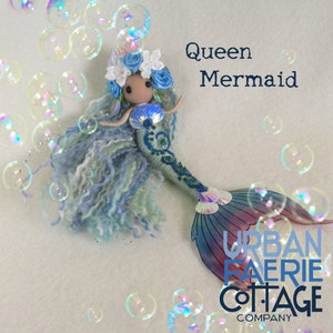 Blue mermaid doll, fairy doll, Queen Mermaid ornament, beach decor, Waldorf inspired,  handmade mermaid doll, ocean lover gift idea