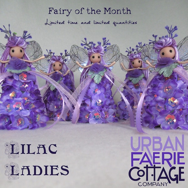 May Fairy of the month mini fairy doll, Purple Lilac flower fairy ornament, Standing lavender fairy doll, Lilac lover gift idea