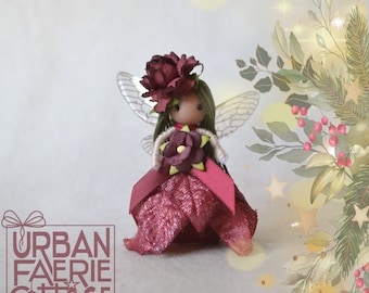 Christmas Fairy Doll, Christmas tree ornament, Flower fairy doll, Flower fairy ornament, mini Yule fairy doll,  Waldorf inspired, Xmas Fairy