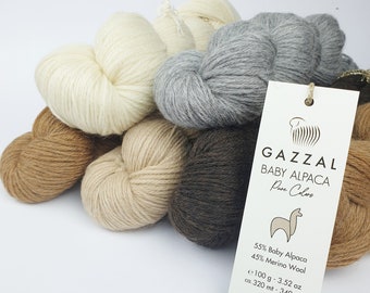 GAZZAL – Baby Alpaca Pure Colors, lana di baby alpaca e merino, 320 m/100 g, filato per maglia e uncinetto