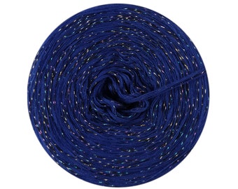 Navy Blue Yarn Cake with Glitter, Yarn with Multicolor Metallic Thread, Yarn for Knitting and Crochet
