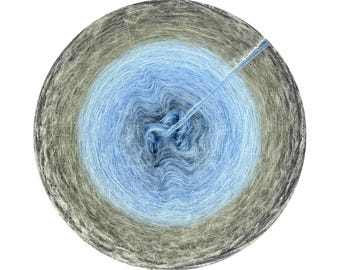 Ombre yarn cake 100% wool plus yarn with alpaca, merino extra fine, Nunki 424+, Gradient Yarn Cake for ombre shawls