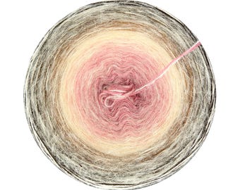 Ombre yarn cake 100% wool plus yarn with mohair and glitter, merino extra fine, Shaula 419+, Gradient Yarn Cake for ombre shawls