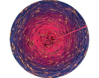 Ombre yarn cake with additional strand with nubs and shimmer, Jerrit 58+, gradient yarn with nubs