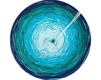 Ombre Yarn with Modal and silver glitter, Gradient Yarn Cake, Dacnis 211+, Modal Acrylic, Ombre Yarn Cake