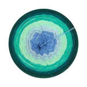 Ombre Yarn with Modal, Gradient Yarn Cake, Green Jay 289, Modal Acrylic, Ombre Yarn Cake