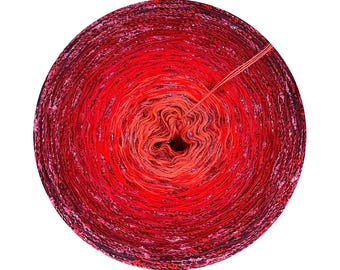 Ombre yarn cake with additional strand with nubs and shimmer, Bloom 38+, gradient yarn with nubs