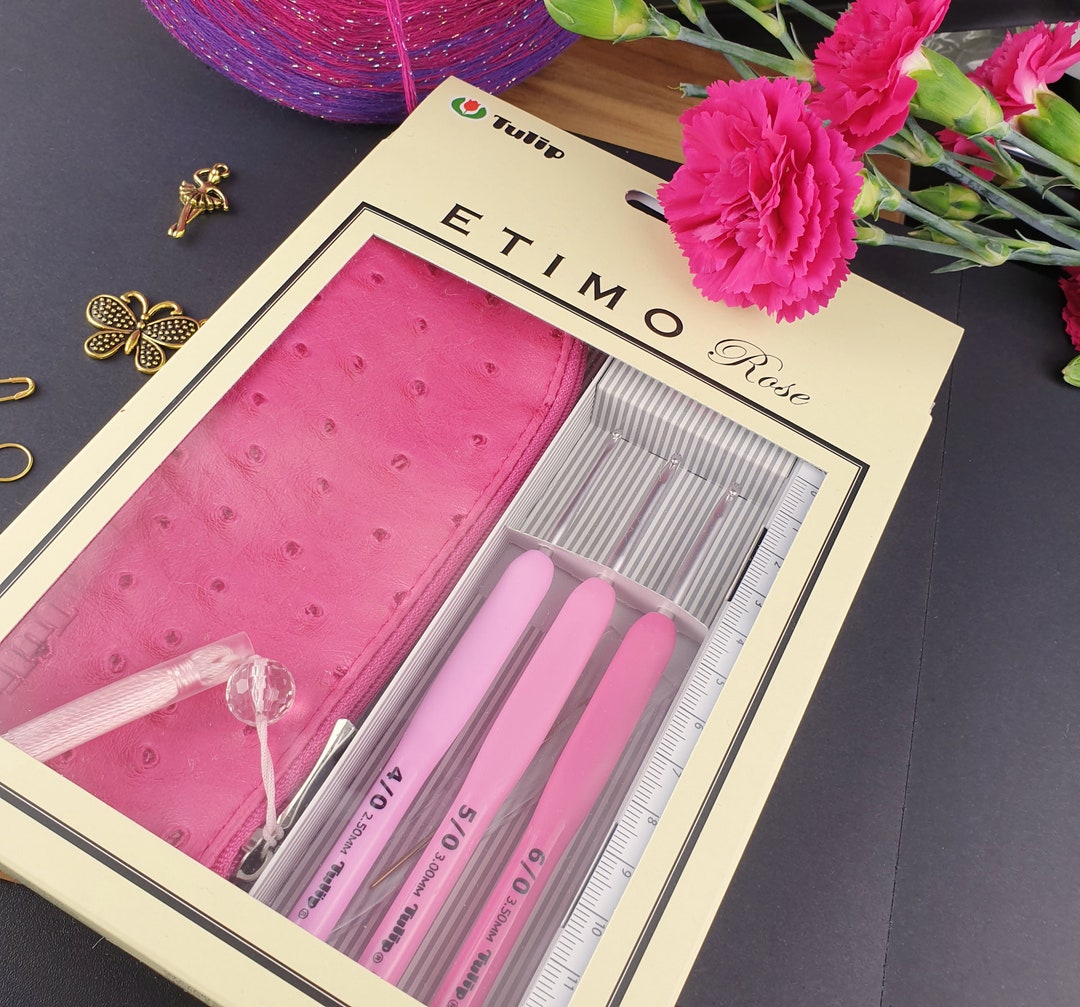 Tulip Etimo Rose Crochet Hooks Set in Small Case With Ruler and