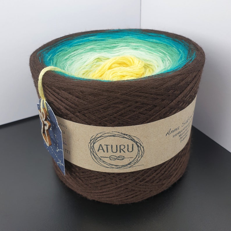 Gradient yarn cake 100% wool, merino extra fine, Aries 225, Ombre Yarn Cake, Gradient Yarn image 3