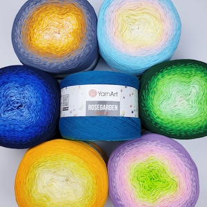 Rosegarden YarnArt, Gradient Yarn Cakes, 100% Cotton, Ombre Yarn for Crochet and Knitting