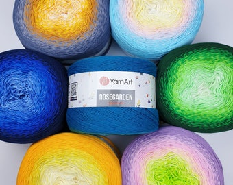 Rosegarden YarnArt, Farbverlaufsgarn, 100% Baumwolle, Farbverlaufsbobbel