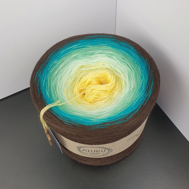 Gradient yarn cake 100% wool, merino extra fine, Aries 225, Ombre Yarn Cake, Gradient Yarn image 2