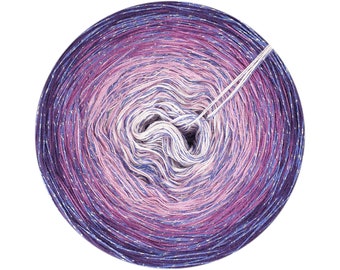 Gradient Yarn Cake with Glitter, Martin, 73+, Ombre Yarn with Metallic Thread