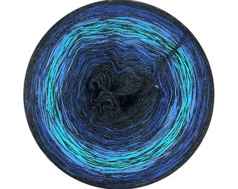 Ombre yarn cake 100% viscose + glitter, North Laguna 415, gradient yarn cake