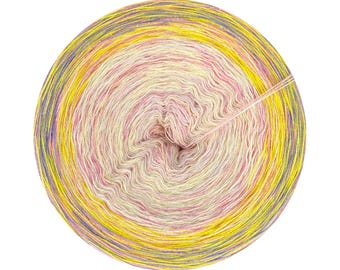 Ombre Yarn with Modal and silver glitter, Gradient Yarn Cake, Raggiana 423+, Modal Acrylic, Ombre Yarn Cake