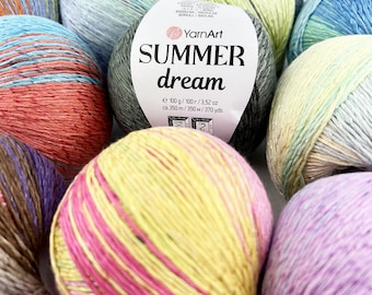 YarnArt – Summer Dream, Ombre Yarn 350 m/100g, Cotton with Viscose, Gradient Yarn for Knitting