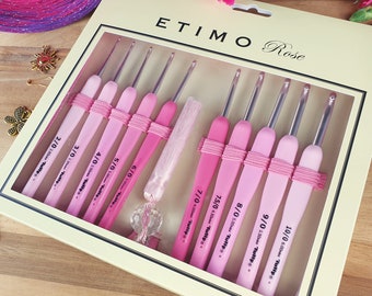 Tulip Etimo Rose haaknaaldenset in koffer met schaar en garennaalden, perfect cadeau voor hakers, 2,00 mm – 6,00 mm, 2/0 – 10/0