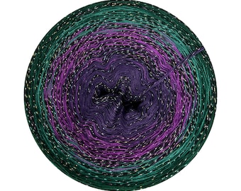 Gradient Yarn Cake with Glitter, Aurora 256+, Ombre Yarn with Metallic Thread