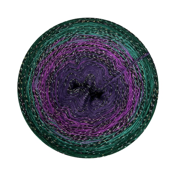 Gradient Yarn Cake with Glitter, Aurora 256+, Ombre Yarn with Metallic Thread