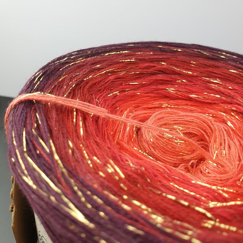 Gradient Yarn Cake With Golden Glitter Bloom 38 Ombre Yarn Etsy
