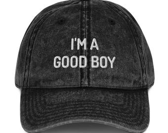 Cotton Twill Cap, Vintage Low Profile Dad Hat with Embroidered &quot;I&#39;m A Good Boy&quot; Statement, Retro Style Baseball Hat for Men and Women