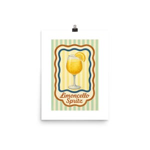 Limoncello Spritz Wall Art – Retro Cocktail Print | Vintage Italian Kitchen Decor | Summer Drink Poster