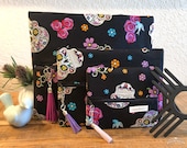 Sugar Skull Makeup Bag, Ready to Ship, makeupandmascara, Makeup Bag, Travel Bag, Jewelry Bag, Toiletry Bag, Cosmetic, Clutch, Black Interior