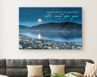 Christian Canvas Art & Tapestry | Christian Blanket | Christian Shower Curtain | Christian gifts | 1 Peter 5:7