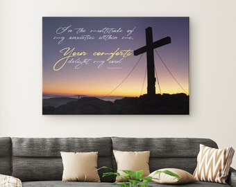 Christian Art, Christian Gift, Christian Blanket, Christian Doormat, Christian Shower Curtain, Tapestry, Psalm 94:19