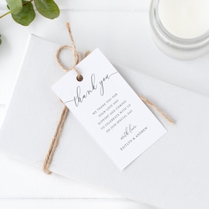Emelia - Wedding Favor Tag Template, Elegant Script Wedding Thank You Tags, Bridal Shower Favor Tag, Welcome Bag, Gift Tag, Instant Download