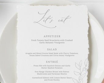 Eliana - Elegant Wedding Menu Template, Minimalist Wedding Menu Card, Wedding Menu Printable, 5x7 and 4x9, Editable Instant Download