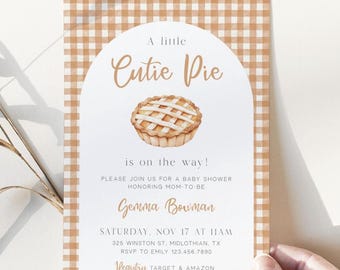 Little Cutie Pie Baby Shower Invitation Template, Fall Cutie Pie Baby Shower, Autumn Baby Shower Invite, Instant Download - Parker