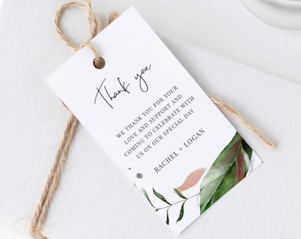 Malie - Tropical Wedding Favor Tag Template, Palm Leaves Wedding Thank You Tags, Bridal Shower Favor Tag, Instant Download
