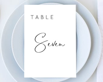 Lillie - Wedding Table Number Template, Modern Minimalist Table Number Card, 5x7 and 4x6, Editable Template, Instant Download