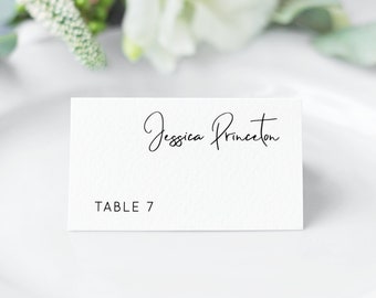 Lillie - Modern Script Wedding Place Card Template, Simple Wedding Name Card, Printable Escort Card, 100% Editable, Instant Download