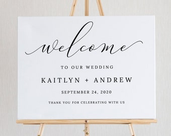 Wedding Welcome Sign, Welcome to our Wedding Sign, Modern Minimalist, Black & White, Printable Poster, Instant Download - Emelia
