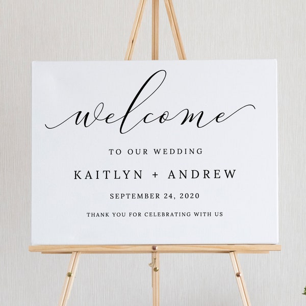 Wedding Welcome Sign, Welcome to our Wedding Sign, Modern Minimalist, Black & White, Printable Poster, Instant Download - Emelia