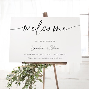 Editable Wedding Welcome Sign, Welcome to our Wedding Sign, Modern Minimalist Wedding Sign, Printable Template, Instant Download - Myla